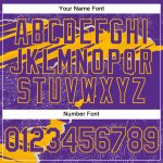 Custom Name and Number Sports Hoodie, Personalized 3D Pattern Torn Paper Style Pullover Sweatshirt in Purple and Gold Personalized