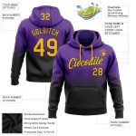 Custom Name Number Sports Hoodie Pullover Sweatshirt in Purple Gold-Black Fade Fashion Design Personalized Stitched Purple