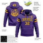 Custom Purple Gold Black Football Hoodie with Name and Number - Personalized Stitched Pullover Sweatshirt Personalized Stitched