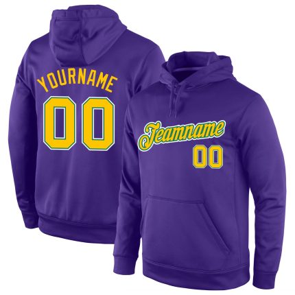 Custom Team Hoodie with Personalized Name & Number, Stitched in Purple & Gold-Kelly Green, Sports Pullover Sweatshirt Personalized
