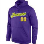 Custom Team Hoodie with Personalized Name & Number, Stitched in Purple & Gold-Kelly Green, Sports Pullover Sweatshirt Personalized