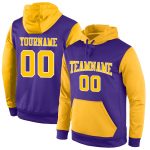 Custom Purple Gold White Sports Hoodie Pullover Sweatshirt - Premium Quality Design for Athletes and Fans Personalized Stitched