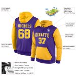 Custom Purple Gold White Sports Hoodie Pullover Sweatshirt - Premium Quality Design for Athletes and Fans Personalized Stitched