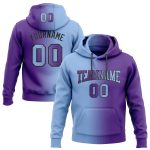 Custom Name Number Pullover Hoodie for Team - Personalized Purple Light Blue-Black Gradient Fashion Sports Sweatshirt Personalized