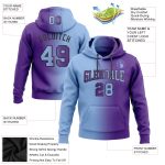 Custom Name Number Pullover Hoodie for Team - Personalized Purple Light Blue-Black Gradient Fashion Sports Sweatshirt Personalized