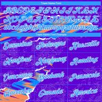 Custom Name and Number Sports Hoodie - 3D Pattern Design in Purple, Light Blue, Orange & White - Personalized Pullover Sweatshirt