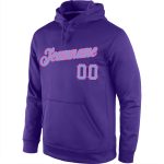 Custom Name and Number Sports Hoodie Pullover Sweatshirt - Personalized Stitched Purple Light Blue-Pink Team Apparel Personalized