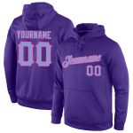 Custom Name and Number Sports Hoodie Pullover Sweatshirt - Personalized Stitched Purple Light Blue-Pink Team Apparel Personalized