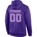 Custom Name and Number Sports Hoodie Pullover Sweatshirt - Personalized Stitched Purple Light Blue-Pink Team Apparel Personalized