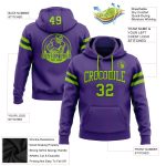Custom Name & Number Purple Neon Green-Black Football Hoodie Sweatshirt - Personalized Stitched Team Apparel Personalized