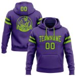 Custom Name & Number Purple Neon Green-Black Football Hoodie Sweatshirt - Personalized Stitched Team Apparel Personalized