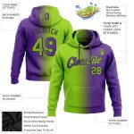 Custom Name Number Gradient Sports Pullover Hoodie Sweatshirt in Purple Neon Green Black - Personalized Fashion Apparel Personalized