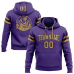 Custom Purple Gold Black Football Hoodie Personalized with Name and Number - Stitched Pullover Sweatshirt Personalized Stitched