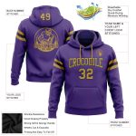 Custom Purple Gold Black Football Hoodie Personalized with Name and Number - Stitched Pullover Sweatshirt Personalized Stitched