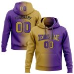 Custom Name & Number Fashion Sports Hoodie - Personalized Stitched Purple Old Gold-Black Gradient Sweatshirt Personalized