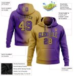 Custom Name & Number Fashion Sports Hoodie - Personalized Stitched Purple Old Gold-Black Gradient Sweatshirt Personalized
