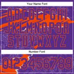 Custom Name & Number Sports Pullover Hoodie with 3D Torn Paper Design - Personalized Stitched Purple & Orange Sweatshirt