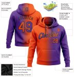 Custom Name Number Purple Orange Black Gradient Sports Hoodie Pullover Sweatshirt - Personalized Fashion Apparel Personalized