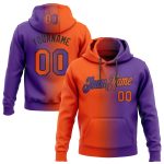 Custom Name Number Purple Orange Black Gradient Sports Hoodie Pullover Sweatshirt - Personalized Fashion Apparel Personalized