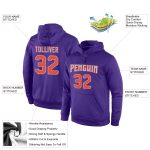 Custom Personalized Sports Hoodie with Name and Number - Stitched Purple Orange-Gray Sweatshirt Pullover Personalized Stitched