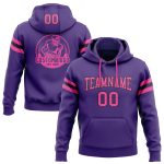 Custom Name Number Football Pullover Hoodie Sweatshirt in Stitched Purple Pink-Black for Team Spirit Personalized Stitched