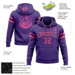 Custom Name Number Football Pullover Hoodie Sweatshirt in Stitched Purple Pink-Black for Team Spirit Personalized Stitched