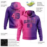Custom Name & Number Pullover Hoodie - Personalized Purple Pink-Black Gradient Sports Sweatshirt Personalized Stitched Purple