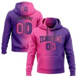 Custom Name & Number Pullover Hoodie - Personalized Purple Pink-Black Gradient Sports Sweatshirt Personalized Stitched Purple
