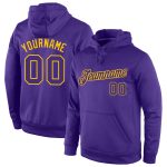 Custom Purple Gold Sports Hoodie Sweatshirt with Personalized Name & Number - Stitched Team Apparel Personalized Stitched