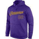 Custom Purple Gold Sports Hoodie Sweatshirt with Personalized Name & Number - Stitched Team Apparel Personalized Stitched