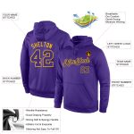 Custom Purple Gold Sports Hoodie Sweatshirt with Personalized Name & Number - Stitched Team Apparel Personalized Stitched