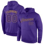Custom Name Number Sports Pullover Hoodie - Personalized Purple and Old Gold Sweatshirt Personalized Stitched Purple Purple-Old