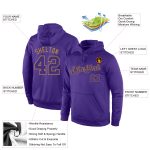 Custom Name Number Sports Pullover Hoodie - Personalized Purple and Old Gold Sweatshirt Personalized Stitched Purple Purple-Old