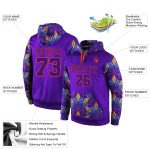 Custom Purple-Orange 3D Pattern Sports Hoodie with Personalized Name and Number - Stitched Pullover Sweatshirt Personalized