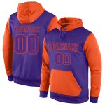 Custom Name Number Sports Pullover Hoodie Sweatshirt - Personalized Stitched Purple Orange Team Apparel Personalized Stitched