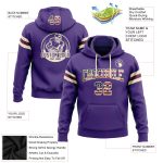 Custom Name Number Vintage USA Flag Purple Football Hoodie Pullover Sweatshirt Cream Crimson Stitched Design Personalized