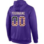 Custom Personalized Purple Vintage USA Flag Hoodie with Team Name and Number - Cream Sports Pullover Sweatshirt Personalized