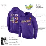 Custom Personalized Purple Vintage USA Flag Hoodie with Team Name and Number - Cream Sports Pullover Sweatshirt Personalized