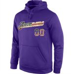 Custom Personalized Purple Vintage USA Flag Hoodie with Team Name and Number - Cream Sports Pullover Sweatshirt Personalized