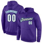 Custom Name and Number Purple White-Aqua Sports Hoodie Pullover Sweatshirt - Personalized Team Apparel Personalized Stitched