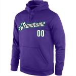 Custom Name and Number Purple White-Aqua Sports Hoodie Pullover Sweatshirt - Personalized Team Apparel Personalized Stitched