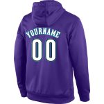 Custom Name and Number Purple White-Aqua Sports Hoodie Pullover Sweatshirt - Personalized Team Apparel Personalized Stitched