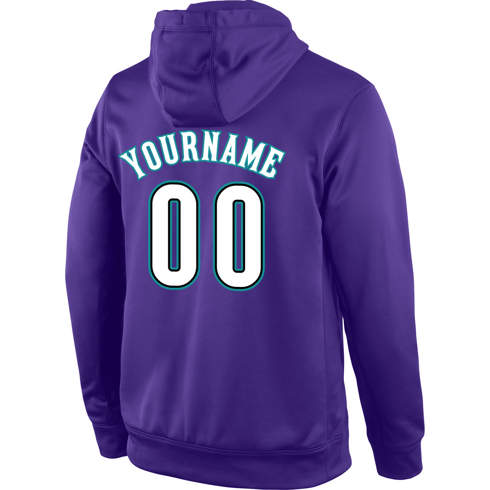 Personalized Stitched Purple White-Aqua Sports Pullover Sweatshirt Hoodie Team Custom Name and Number Custom Name and Number Purple White-Aqua Sports Hoodie Pullover Sweatshirt - Personalized Team Apparel Personalized Stitched - Image 3