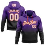 Custom Name and Number Sports Hoodie Sweatshirt - Purple White Black-Orange Fade Fashion Pullover Personalized Stitched Purple