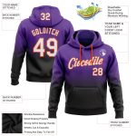 Custom Name and Number Sports Hoodie Sweatshirt - Purple White Black-Orange Fade Fashion Pullover Personalized Stitched Purple
