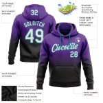 Custom Team Name Number Hoodie Personalized Stitched Purple White Black Teal Fade Fashion Sports Pullover Sweatshirt Personalized