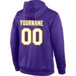 Custom Name Number Sports Pullover Hoodie Sweatshirt in Purple and White-Gold - Personalized Team Apparel Personalized Stitched
