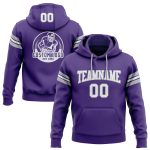 Custom Name Number Hoodie Sweatshirt for Football - Personalized Stitched Purple White Gray Pullover Team Gear Personalized