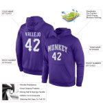 Custom Team Name & Number Purple White-Gray Sports Hoodie Pullover Sweatshirt Personalized Personalized Stitched Purple White-Gray