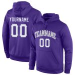 Custom Team Name & Number Purple White-Gray Sports Hoodie Pullover Sweatshirt Personalized Personalized Stitched Purple White-Gray